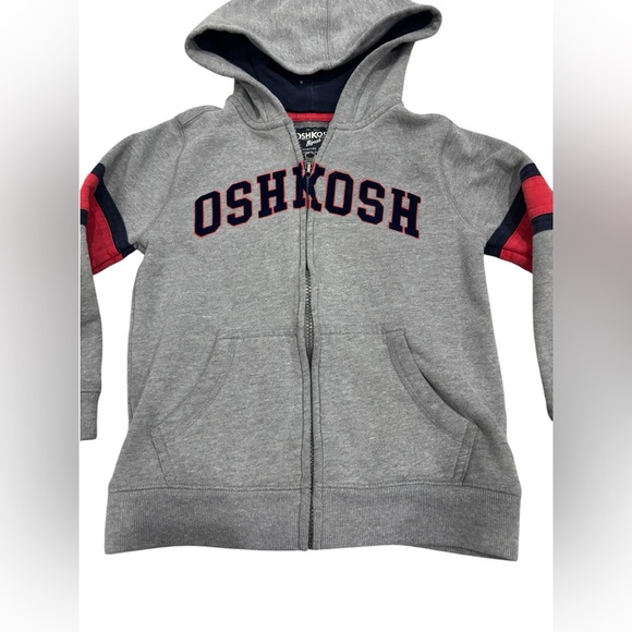 Osh Kosh B'gosh Full Zip Toddler Hoodie Jacket w/Pockets Size 7 - Gray/Red - Picture 2 of 5